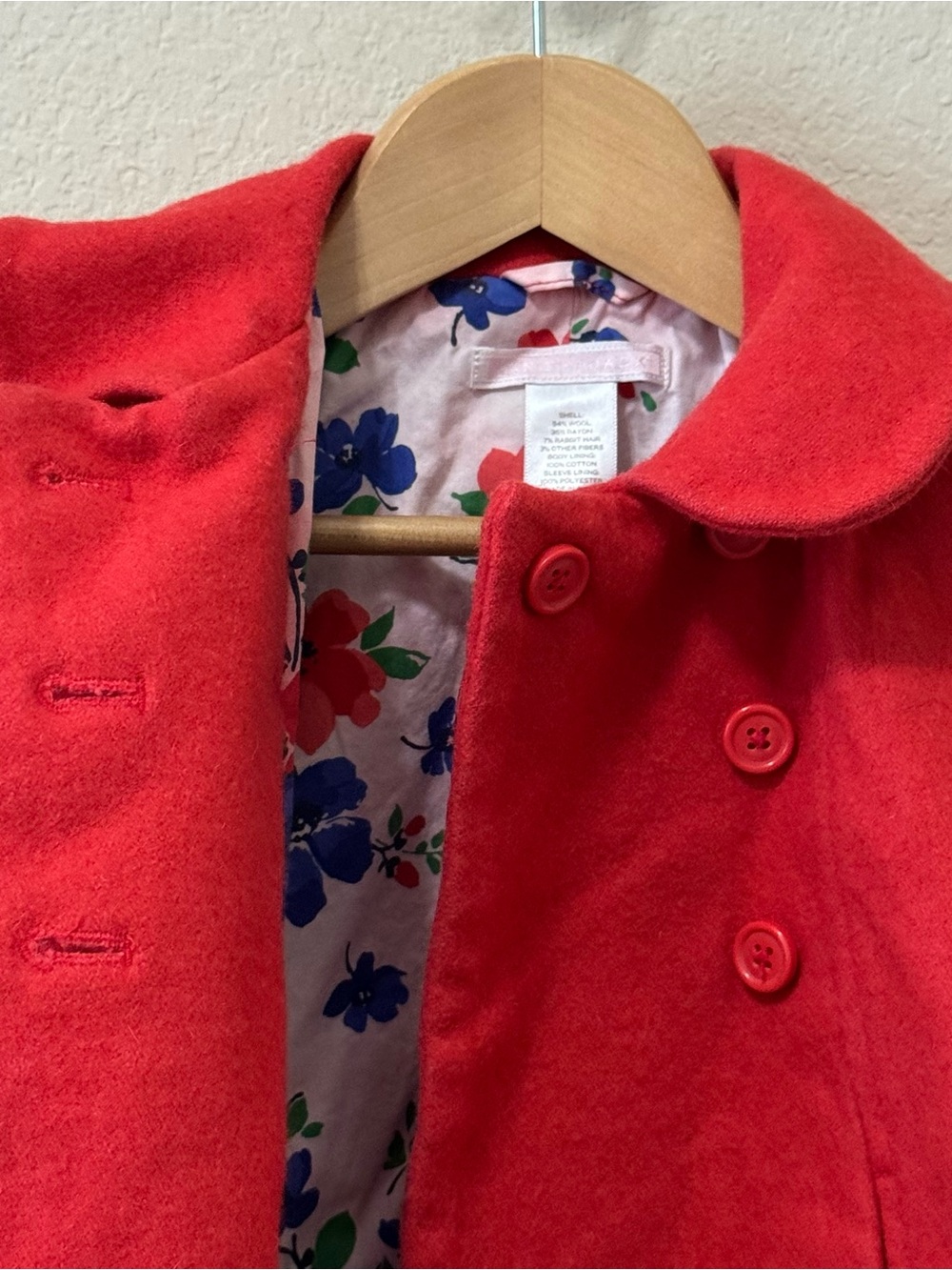 JANIE & JACK | Baby Girl Red Double-Breasted Wool Blend Peacoat 12-24 mths - Picture 9 of 16